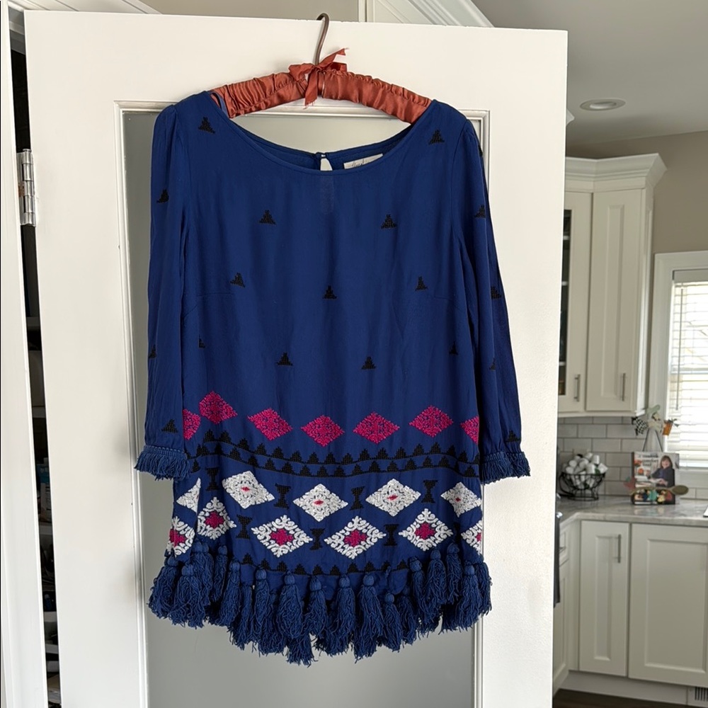 Floreat Blue Embroidered Tunic